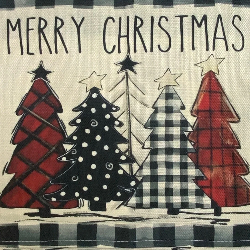 Christmas Placemats Primitive Farmhouse Buffalo Plaid Check Neutral  17.5 X 12